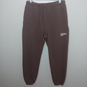 Politics Script Adult Medium Sweatpants Joggers Brown Terry Heavyweight USA